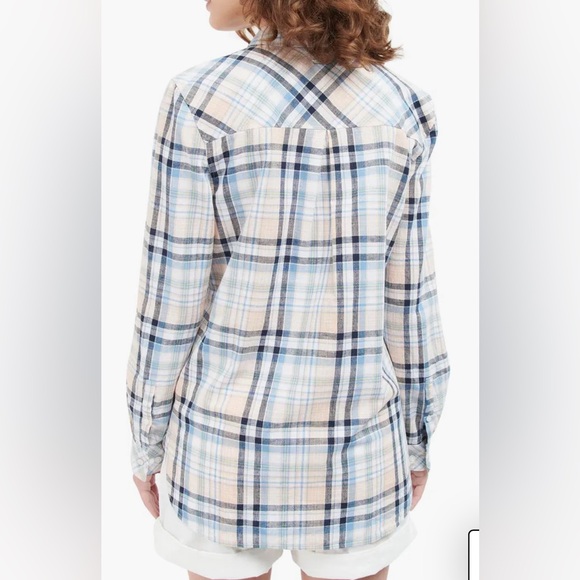 NWT - Barbour Women’s Linen Blended Seaglow Plaid Shirt - US 10/L - Picture 3 of 12